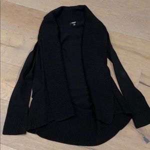 Open Sweater with Ribbing Detail
